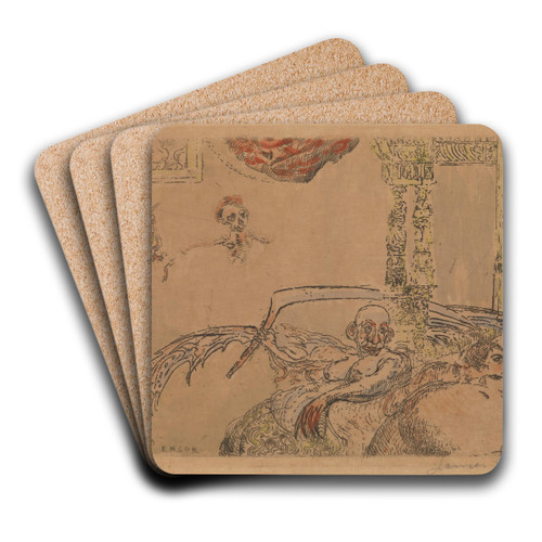 Lust by James Ensor Art Drink Coaster set Lust by James Ensor Art Drink Coaster set