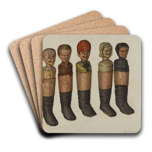 Pa. German Pins by Selma Sandler Art Drink Coaster set
