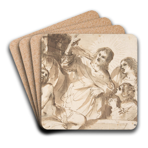 The Raising of Lazarus by Guercino Art Drink Coaster set