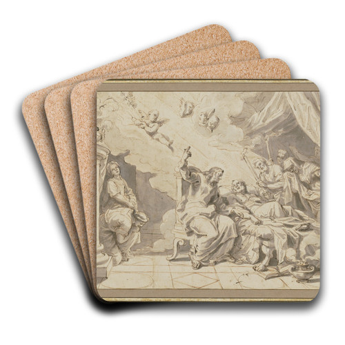 Der Tod des Heiligen Joseph by Michel Corneille the younger Art Drink Coaster set Der Tod des Heiligen Joseph by Michel Corneille the younger Art Drink Coaster set