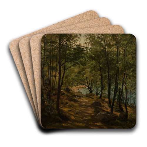 Ulvegjelskogen, Mandal by Amaldus Nielsen Art Drink Coaster set