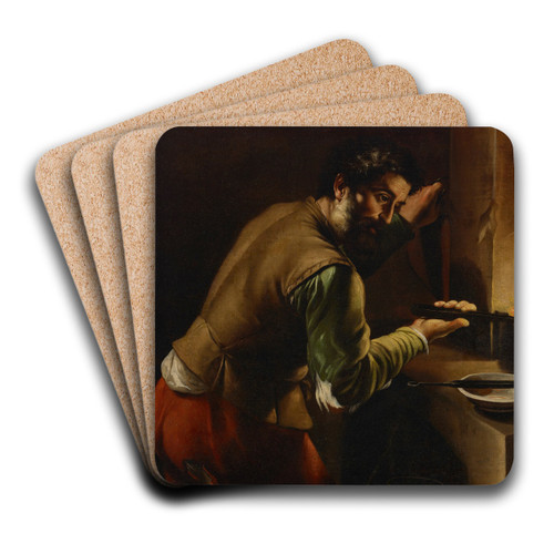 A silversmith by Mattia Preti Art Drink Coaster set