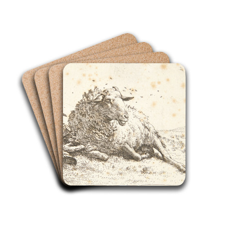 Liggende fr ved en trstub by Karel Dujardin Drink Coasters - set of 4