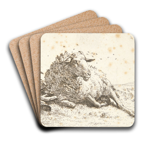 Liggende fr ved en trstub by Karel Dujardin Art Drink Coaster set