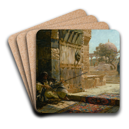 Sentinel At The Entrance ToThe Temple Mount, Jerusalem by Gustav Bauernfeind Art Drink Coaster set
