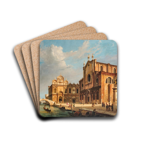 Venice, Campo Santi Giovanni e Paolo by Luigi Querena Drink Coasters - set of 4