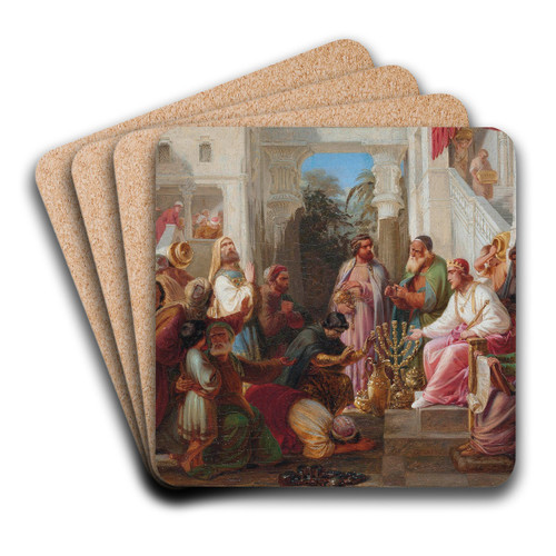 A merciful king by Moritz Daniel Oppenheim Art Drink Coaster set A merciful king by Moritz Daniel Oppenheim Art Drink Coaster set