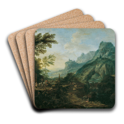 Ideale Berglandschaft mit Gehft by Maximilian Joseph Schinnagl Art Drink Coaster set