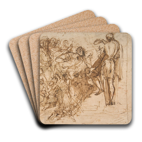 Saint John the Baptist Baptizing the Multitude by Pellegrino Tibaldi Art Drink Coaster set