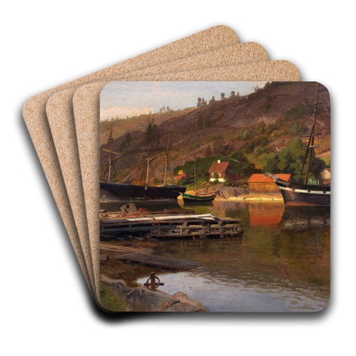 Landingsbrygge Husvik, Drbak by Hans Gude Art Drink Coaster set