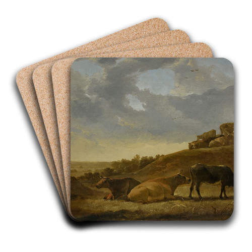 Cattle in a Dutch Arcadian Landscape by Aelbert Cuyp Art Drink Coaster set