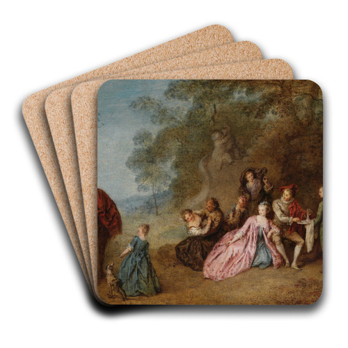 L'amour Et Le Badinage by Jean-Baptiste Pater Art Drink Coaster set