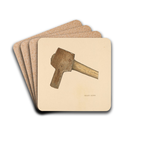 Post Hole Axe by George C. Brown Drink Coasters - set of 4