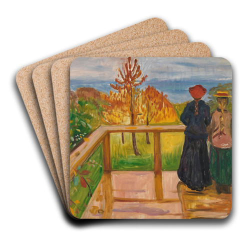 On the Veranda by Edvard Munch Art Drink Coaster set
