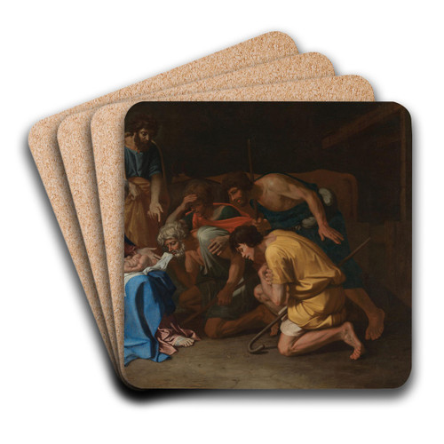Adoration of the Shepherds by Nicolas Poussin Art Drink Coaster set