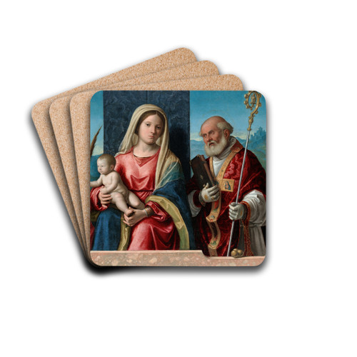 Virgin and Child with Saints Catherine andNicholas by Giovanni Battista Cima da Conegliano Drink Coasters - set of 4
