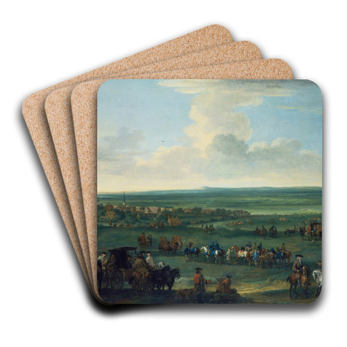 George I at Newmarket, 4 or 5 October, 1717 by John Wootton Art Drink Coaster set George I at Newmarket, 4 or 5 October, 1717 by John Wootton Art Drink Coaster set