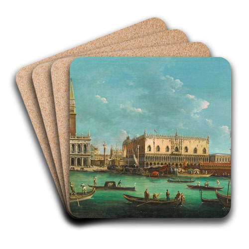 The Bucintoro at the Molo, Venice, on Ascension Day by Giuseppe Bernardino Bison Art Drink Coaster set