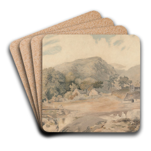 View near Tal-y-Llyn by Cornelius Varley Art Drink Coaster set