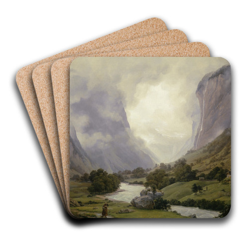 The Lauterbrunnen by Johann Heinrich Schilbach Art Drink Coaster set
