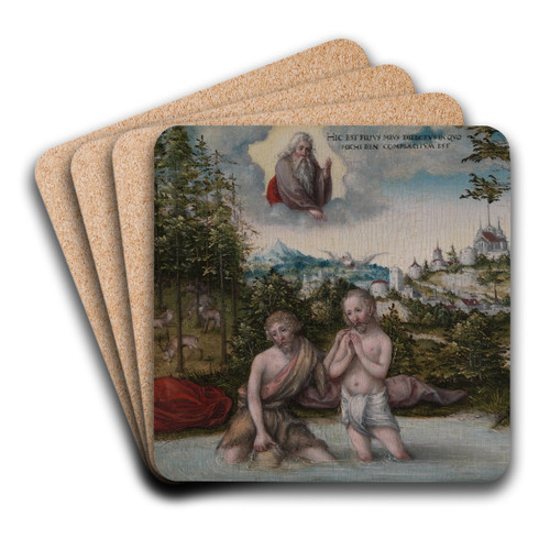 The Baptism of Christ by Lucas Cranach the Elder Art Drink Coaster set