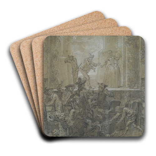 The Scene with the Tall Baguenodire by Jean-Baptiste Oudry Art Drink Coaster set The Scene with the Tall Baguenodire by Jean-Baptiste Oudry Art Drink Coaster set