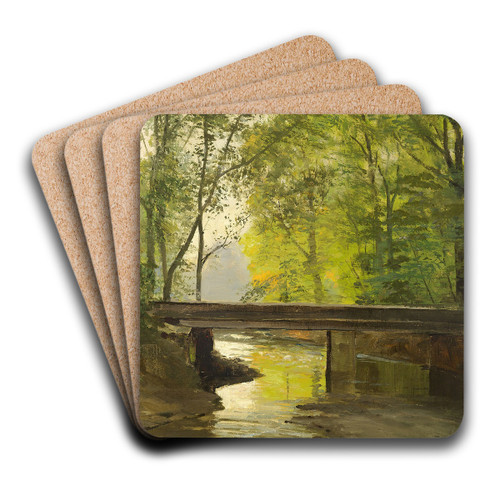 lb gennem en sensommerskov by Anders Andersen-Lundby Art Drink Coaster set