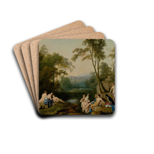 Diana and Her Nymphs in a Landscape by Laurent de la Hyre Drink Coasters - set of 4