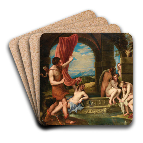 Diana And Actaeon by Manner Of Titian Art Drink Coaster set