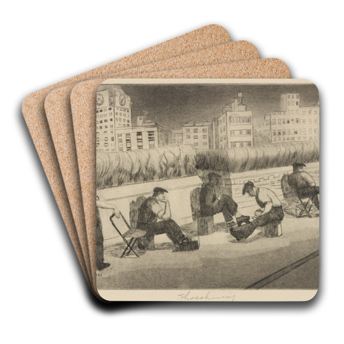 Shoeshining by Hyman William Katz Art Drink Coaster set