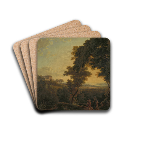 Hilly Landscape with Castle by Peter Birmann Drink Coasters - set of 4