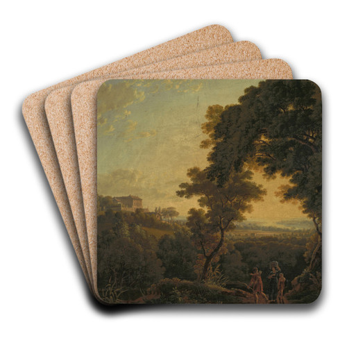 Hilly Landscape with Castle by Peter Birmann Art Drink Coaster set