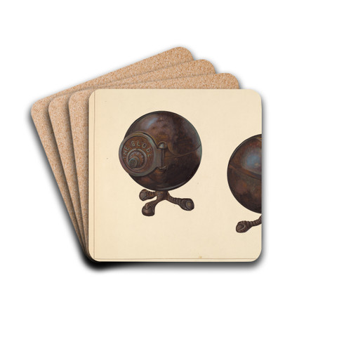 The Globe Coin Bank by William O. Fletcher Drink Coasters - set of 4