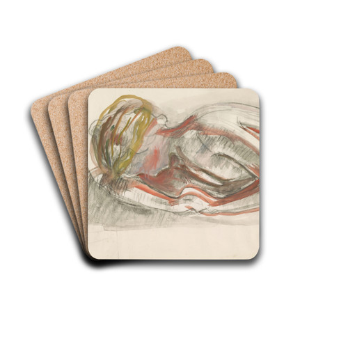 Liggende akt by Edvard Munch Drink Coasters - set of 4