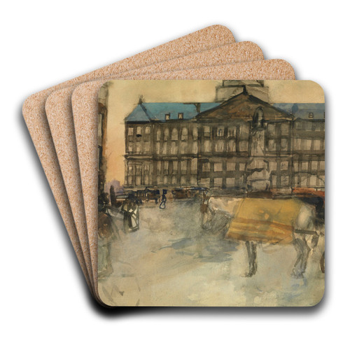 Town Hall in Amsterdam by George Hendrik Breitner Art Drink Coaster set Town Hall in Amsterdam by George Hendrik Breitner Art Drink Coaster set