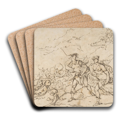 The Abduction of Helen by Luca Giordano Art Drink Coaster set
