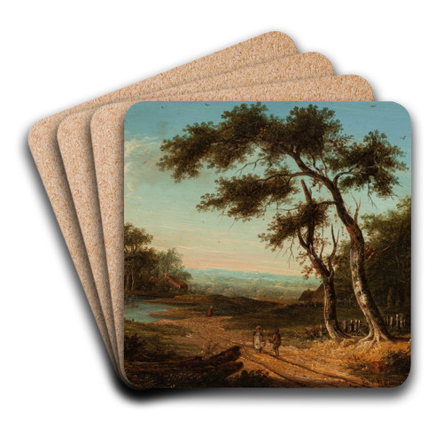 Figures on a Sunlit Country Road by Patrick Nasmyth Art Drink Coaster set Figures on a Sunlit Country Road by Patrick Nasmyth Art Drink Coaster set
