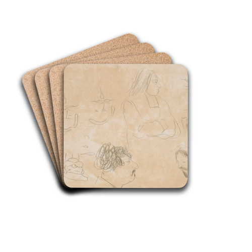 Caricature Sketches by Edgar Degas Drink Coasters - set of 4