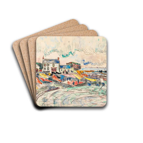 Groix, Le Nettoyage Des Voiles by Paul Signac Drink Coasters - set of 4 Groix, Le Nettoyage Des Voiles by Paul Signac Drink Coasters - set of 4