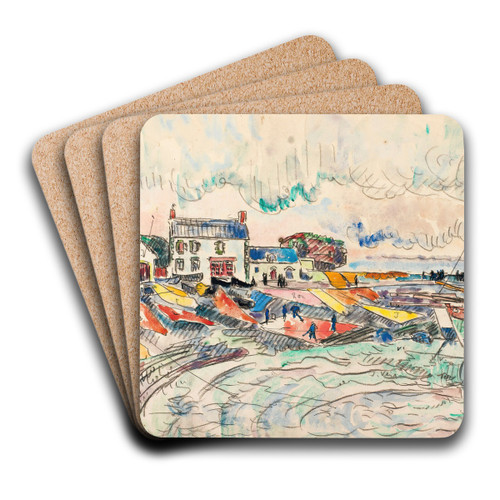 Groix, Le Nettoyage Des Voiles by Paul Signac Art Drink Coaster set Groix, Le Nettoyage Des Voiles by Paul Signac Art Drink Coaster set
