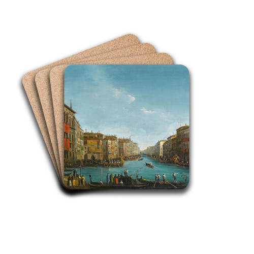 The Regatta on Grand Canal, Venice by Giuseppe Bernardino Bison Drink Coasters - set of 4