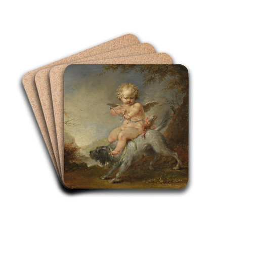 Cupid riding a dog by Januarius Zick Drink Coasters - set of 4