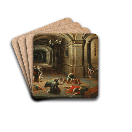 A prison interior with the Liberation of Saint Peter by Hendrick van Steenwijck the Younger Drink Coasters - set of 4
