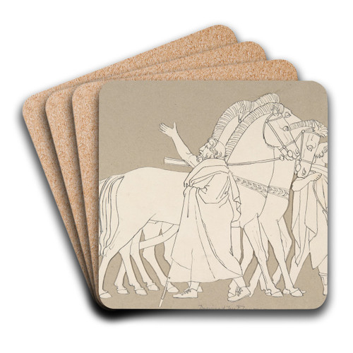 Design for large fireplace white tiles produced in Wedgwood's factory by After John Flaxman Art Drink Coaster set