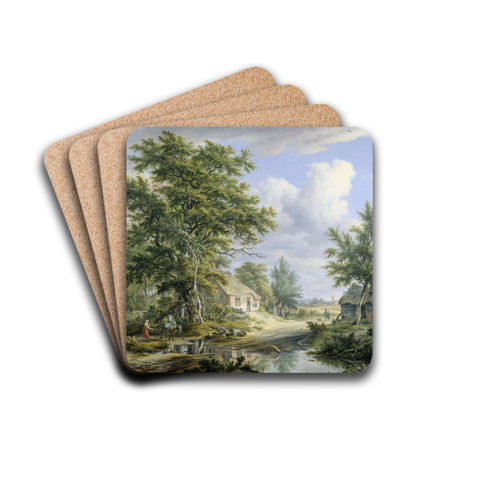 Farms on the Fringe of a Wood by Egbert van Drielst Drink Coasters - set of 4 Farms on the Fringe of a Wood by Egbert van Drielst Drink Coasters - set of 4