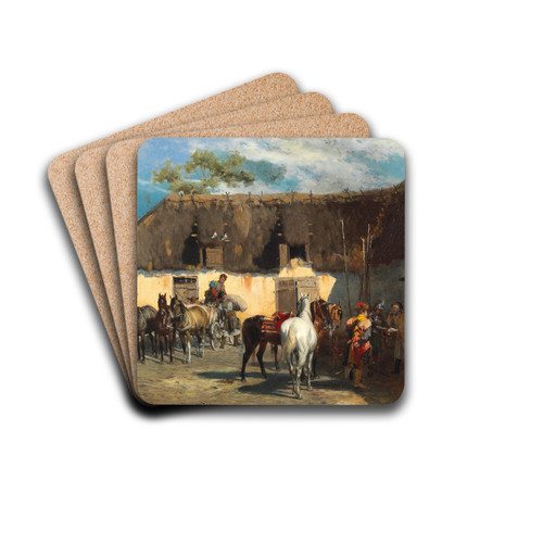 The Requisition by Alfred Von Wierusz-Kowalski Drink Coasters - set of 4 The Requisition by Alfred Von Wierusz-Kowalski Drink Coasters - set of 4