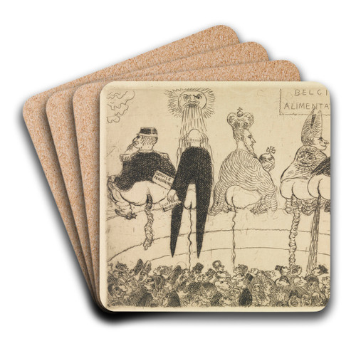 Doctrinal Nourishment by James Ensor Art Drink Coaster set Doctrinal Nourishment by James Ensor Art Drink Coaster set