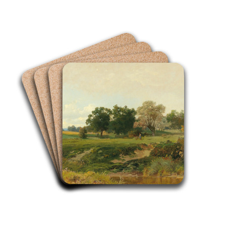 Landscape with Woman Gathering Wood by Josef Willroider Drink Coasters - set of 4