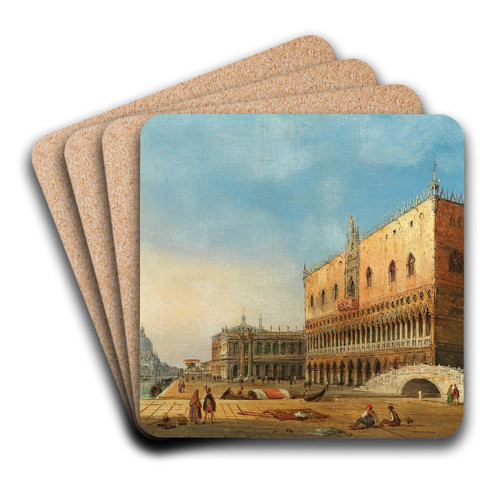 Venice, a view of St Marks Basin and the Doges Palace, in the background Santa Maria della Salute by Carlo Grubacs Art Drink Coaster set
