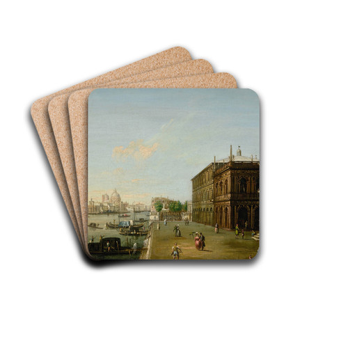Venice, a view of the Molo with the Libreria by Giuseppe Borsato Drink Coasters - set of 4
